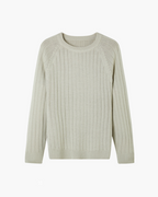 Men's Wool Crew Neck Sweater with Clean Lines - Beige