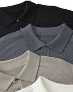 Men's Wool Knit Polo with Open Collar and Tailored Cut