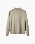 Men's Wool Turtleneck Sweater with Rich Texture - Beige