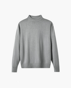 Men's Wool Turtleneck Sweater with Rich Texture - Gray