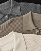 Men's Wool Zip Sweater with Structured Collar