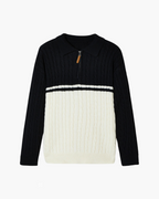 Men's Wool Zip-Up Knit Jacket with Tailored Fit - Black