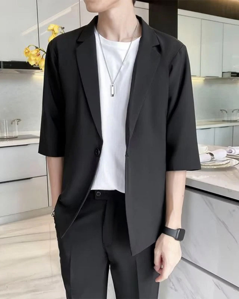 Men's Zip Jacket and Straight Trousers Two-Piece Set