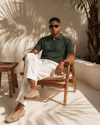 Men's Zip-Up Polo with Mesh Texture and Ribbed Trims