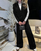 Notched-Collar Coat and Elastic-Waist Trouser Set