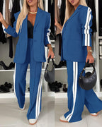 Notched-Collar Coat and Elastic-Waist Trouser Set