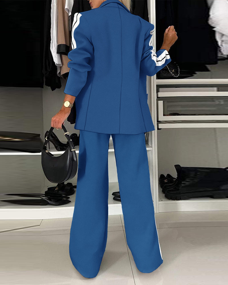 Notched-Collar Coat and Elastic-Waist Trouser Set