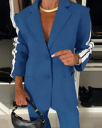 Notched-Collar Coat and Elastic-Waist Trouser Set
