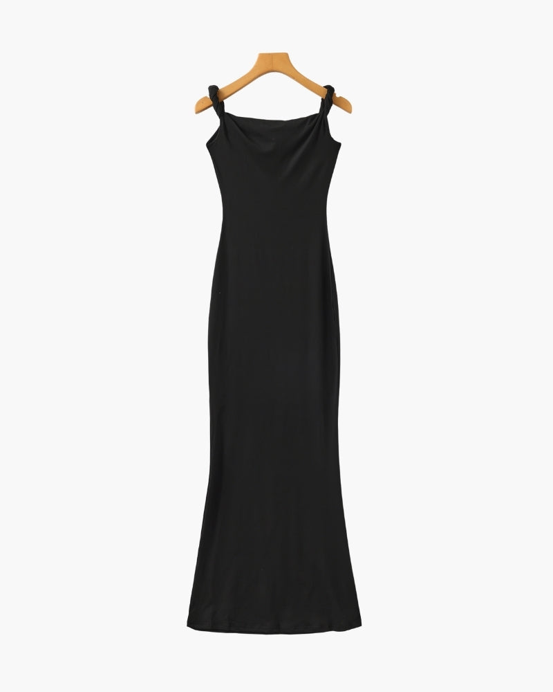 One-Shoulder Bodycon Maxi Dress with Asymmetric Neckline