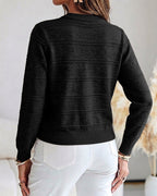 Pearl-Beaded Knit Cardigan with Open-Work Panels
