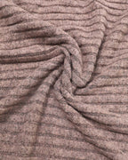 Ribbed Knit Set with Turtleneck Top and Wide Trousers - Brown