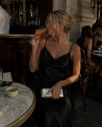 Satin-Look Cowl Neck Slip Dress with Adjustable Straps
