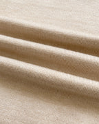 Scallop-Trim Knit Top with V Neck and Lantern Sleeve - Khaki