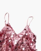Sequin Mini Dress with Spaghetti Straps and V Neckline