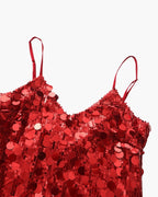 Sequin Mini Dress with Spaghetti Straps and V Neckline