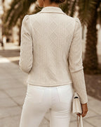 Shawl-Collar Crop Jacket in Argyle Cable Knit