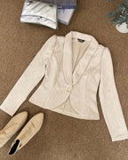 Shawl-Collar Crop Jacket in Argyle Cable Knit