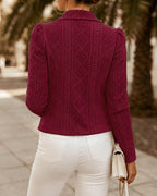 Shawl-Collar Crop Jacket in Argyle Cable Knit