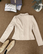 Shawl-Collar Crop Jacket in Argyle Cable Knit