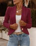 Shawl-Collar Crop Jacket in Argyle Cable Knit