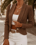 Shawl-Collar Crop Jacket in Argyle Cable Knit