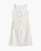Sleeveless Blazer Top and A-Line Mini Skirt Two-Piece Set