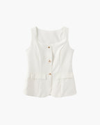 Sleeveless Blazer Top and A-Line Mini Skirt Two-Piece Set