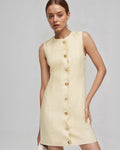 Sleeveless Mini Dress with Wavy Shell Button Placket