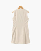 Sleeveless Mini Dress with Wavy Shell Button Placket