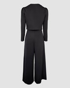 Square-Neck Jumpsuit with Wide Leg and Zip Back - Black