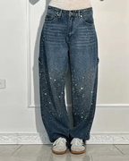 Women's retro flare pants with shimmer finish