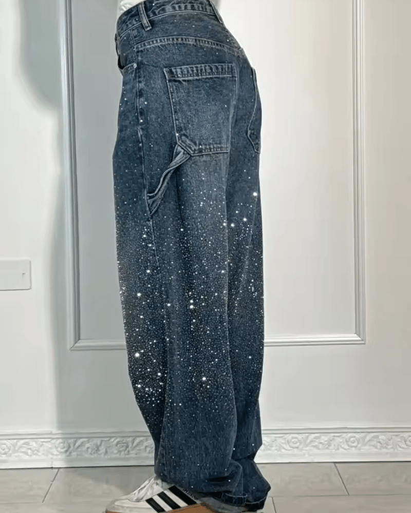 Women's retro flare pants with shimmer finish