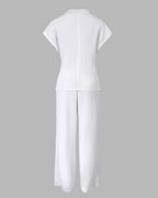 Twist-Front Top and High-Waisted Straight Trouser Set