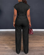 Twist-Front Top and High-Waisted Straight Trouser Set