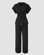 Twist-Front Top and High-Waisted Straight Trouser Set
