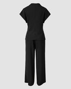 Twist-Front Top and High-Waisted Straight Trouser Set