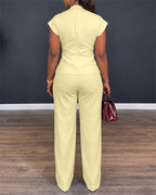 Twist-Front Top and High-Waisted Straight Trouser Set