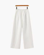 Wide-Leg Trousers with Elasticated Waist and Fluid Drape - Ivory