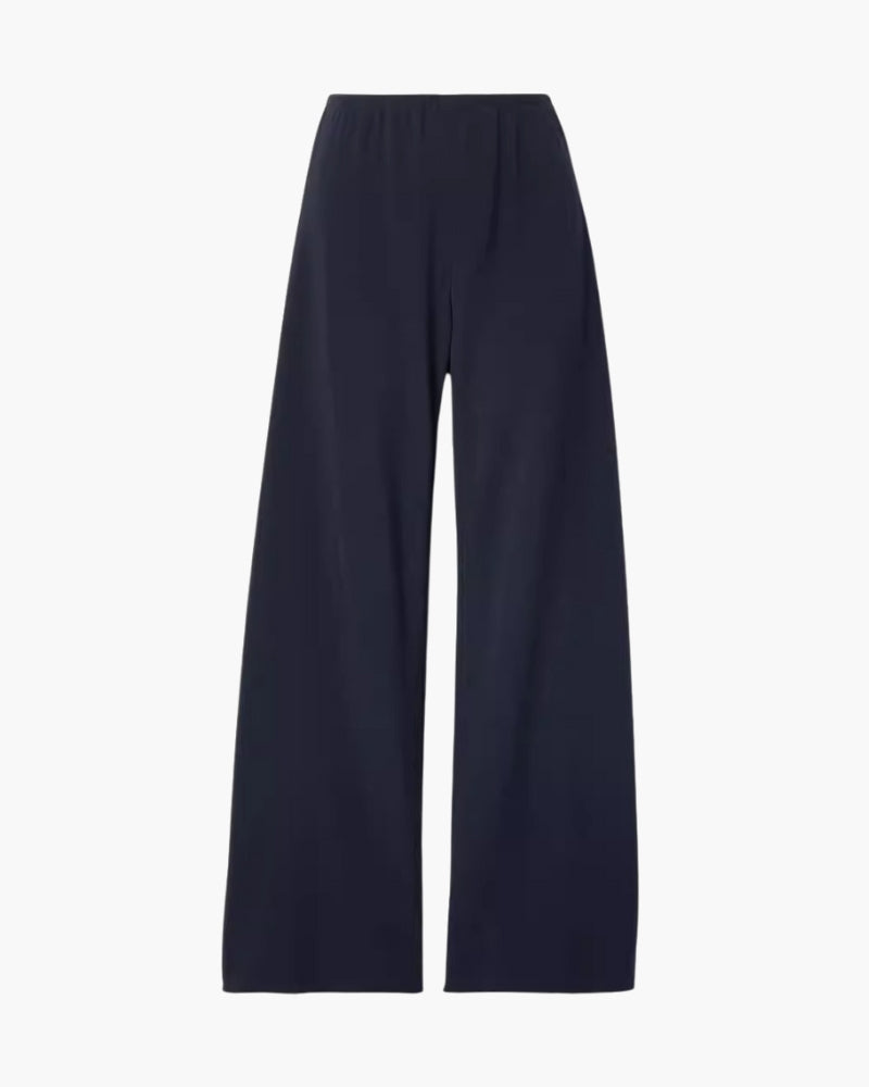 Wide-Leg Trousers with Elasticated Waist and Fluid Drape - Black