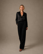 Wide-Leg Trousers with Elasticated Waist and Fluid Drape