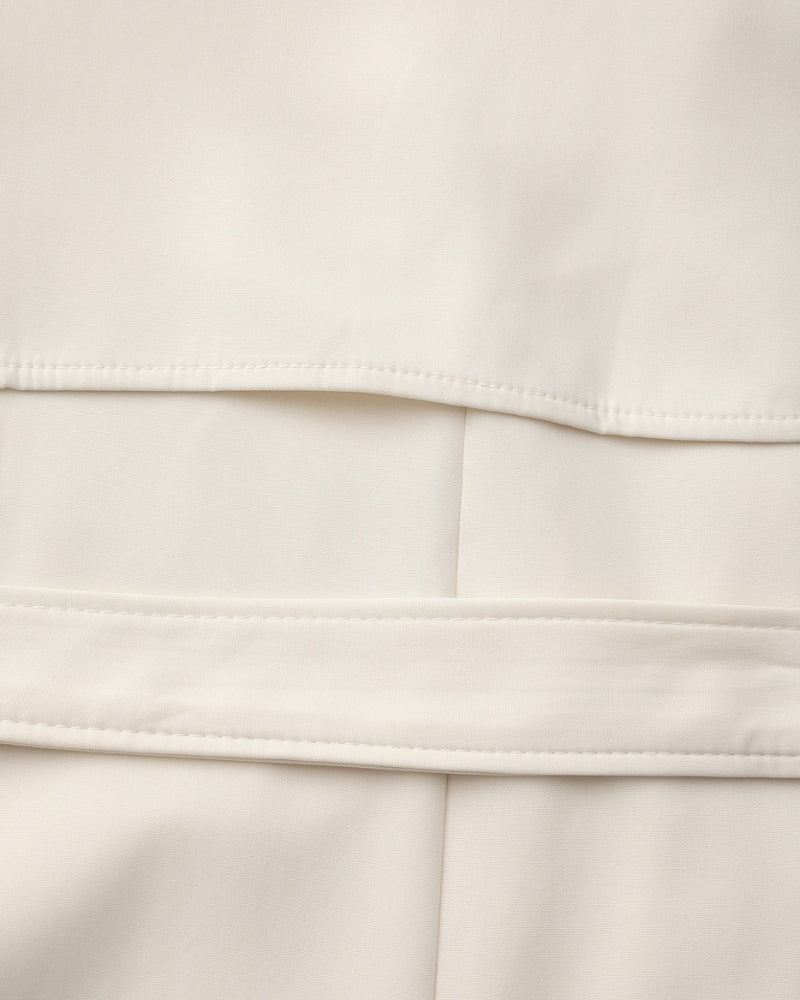 Women's Belted Trench Coat with Storm Flaps and Cuffed Sleeves
