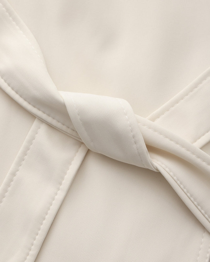 Women's Belted Trench Coat with Storm Flaps and Cuffed Sleeves