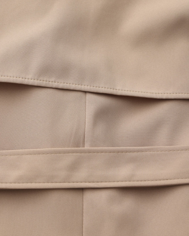 Women's Belted Trench Coat with Storm Flaps and Cuffed Sleeves