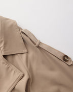 Women's Belted Trench Coat with Storm Flaps and Cuffed Sleeves