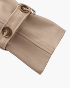 Women's Belted Trench Coat with Storm Flaps and Cuffed Sleeves