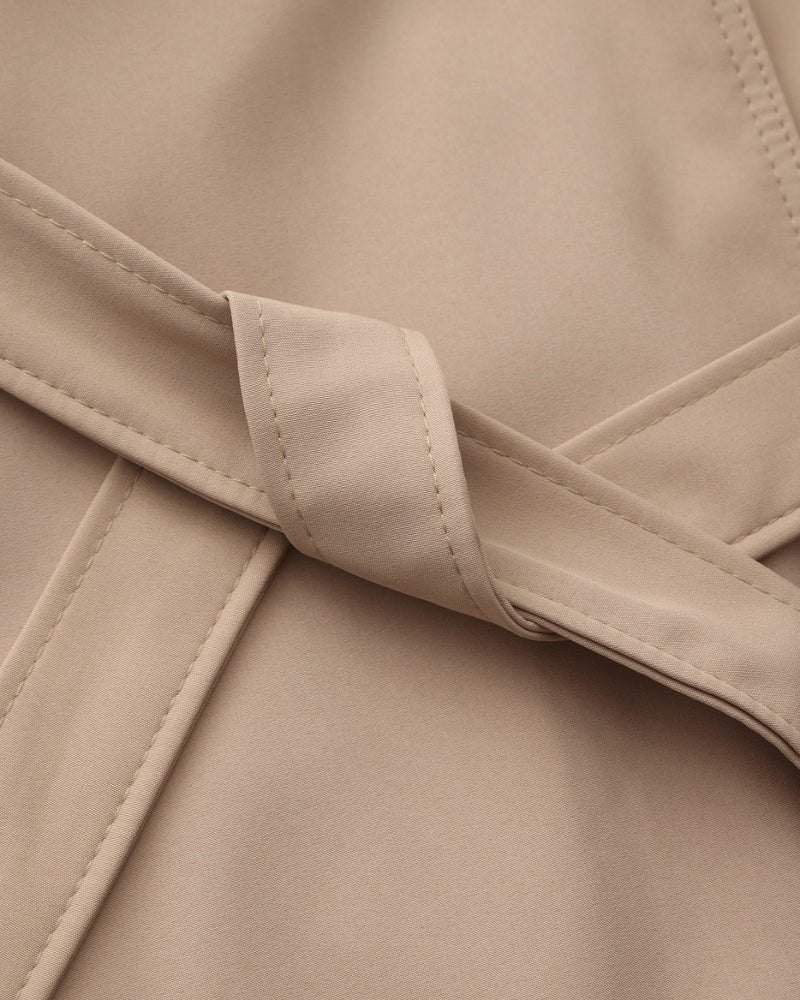 Women's Belted Trench Coat with Storm Flaps and Cuffed Sleeves