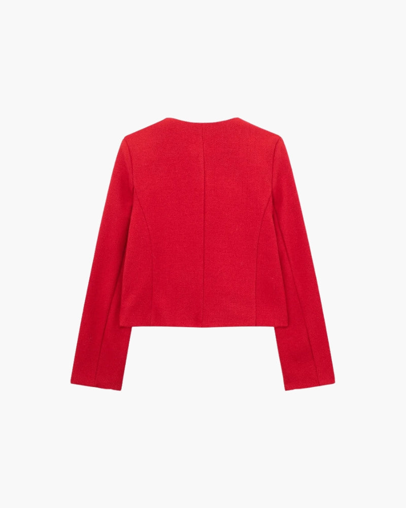 Women's Cropped Blazer with Structured Shoulders and Patch Pockets