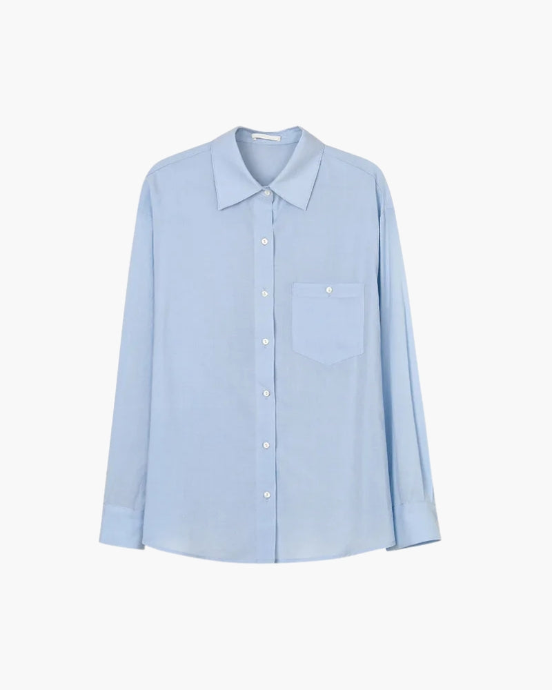 Women's Linen-Cotton Shirt with Full Sleeves and Loose Fit - Blue