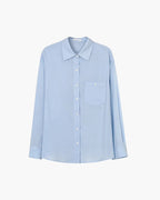 Women's Linen-Cotton Shirt with Full Sleeves and Loose Fit - Blue