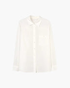 Women's Linen-Cotton Shirt with Full Sleeves and Loose Fit - White